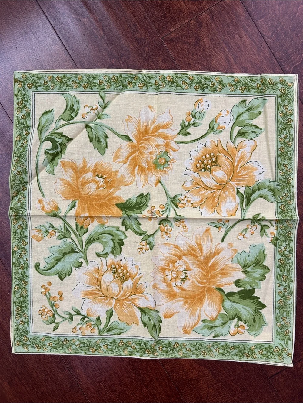 April Cornell Floral Cotton Napkins in Yellow & Green - Set of 6